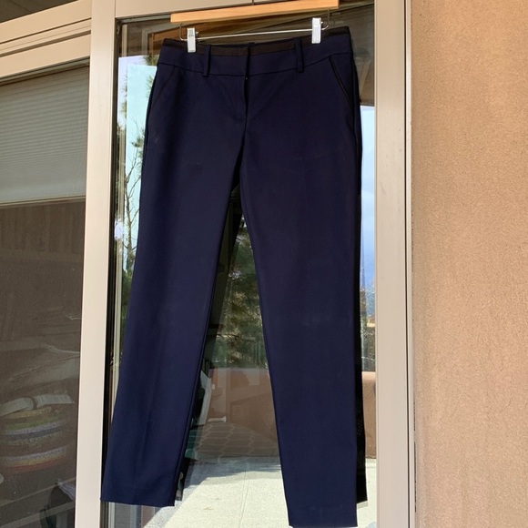 Ann Taylor Navy with black trim tuxedo style pants - Picture 2 of 10